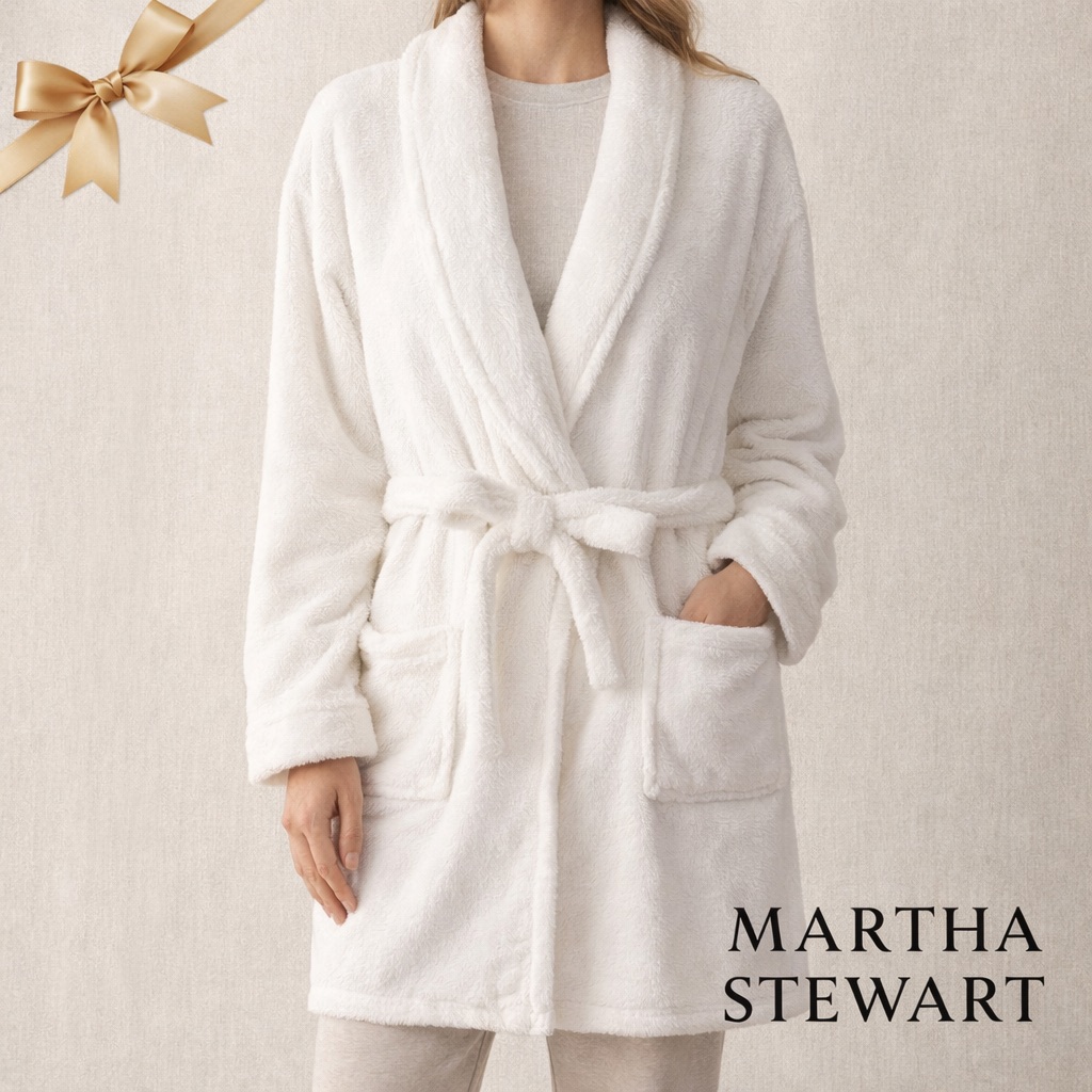 Martha Stewart Collection Plush White Robe One Size Martha Stewart Collection Plush White Robe One Size